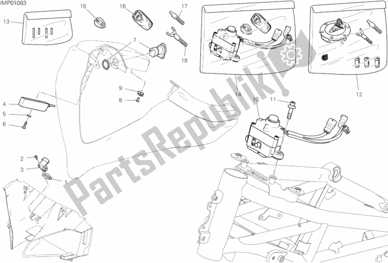 All parts for the Front Wiring Harness of the Ducati Multistrada 1260 ABS 2018